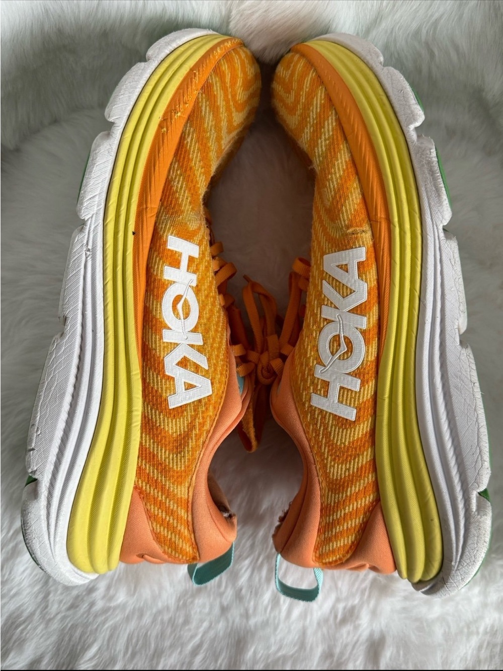 Hoka One One Orange Yellow White Running Shoes